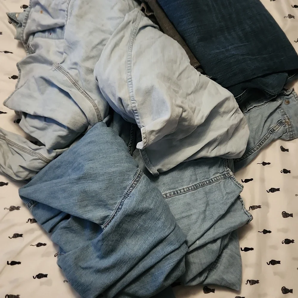 Destroyed denim Shirts jeans for blankets and crafts or to fix and wear again